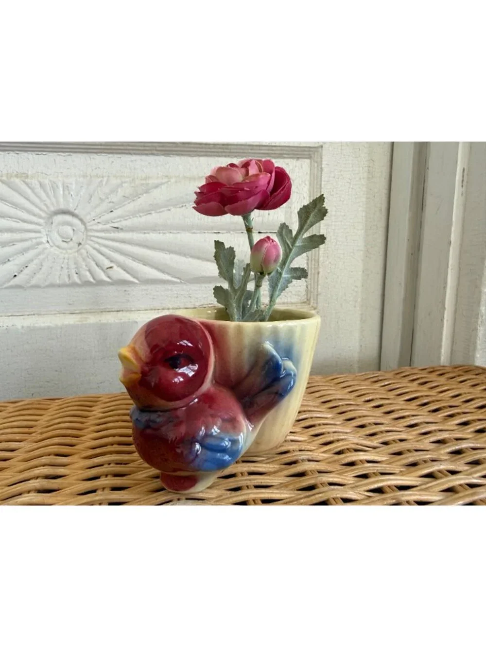Vintage 50's Shawnee Red Chick Bird Cup Planter Vase